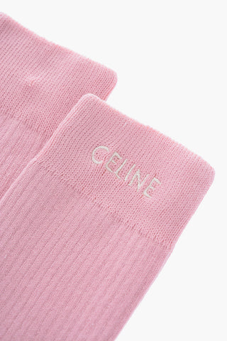 logo embroidered ribbed socks