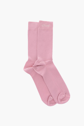 logo embroidered ribbed socks