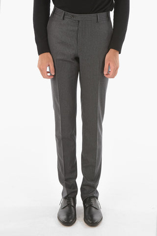 CC COLLECTION pinstriped virgin wool RIGHT side vents 2-button suit drop 7R