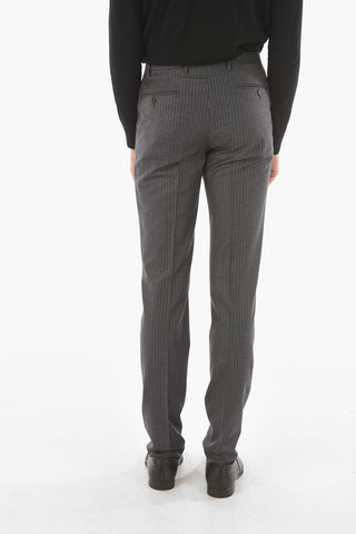 CC COLLECTION pinstriped virgin wool RIGHT side vents 2-button suit drop 7R