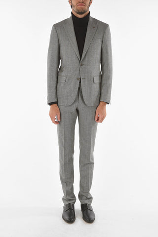 CC COLLECTION district check virgin wool side vents notch lapel RIGHT 2-button suit drop 7R