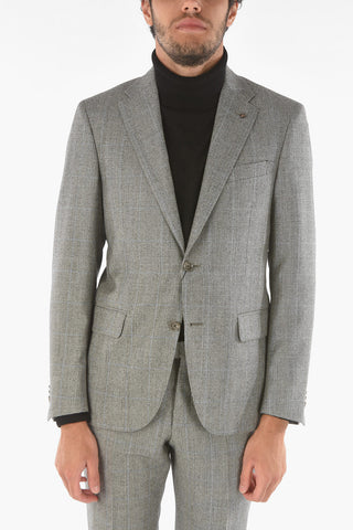 CC COLLECTION district check virgin wool side vents notch lapel RIGHT 2-button suit drop 7R