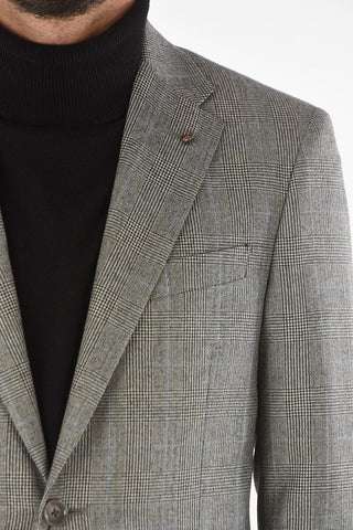CC COLLECTION district check virgin wool side vents notch lapel RIGHT 2-button suit drop 7R