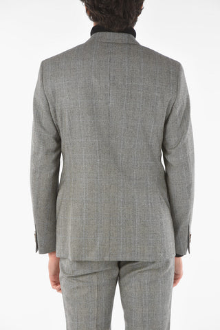 CC COLLECTION district check virgin wool side vents notch lapel RIGHT 2-button suit drop 7R