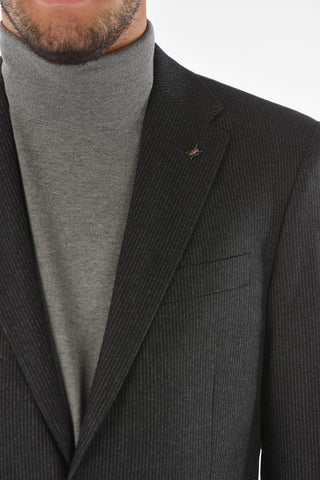 CC COLLECTION pinstriped RIGHT side vents notch lapel 2-button suit drop 7R