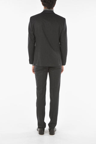 CC COLLECTION pinstriped RIGHT side vents notch lapel 2-button suit drop 7R