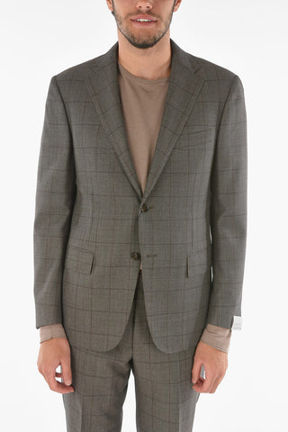 windowpane check hopsack MANTUA side vents suit drop 6R