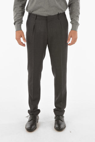 CC COLLECTION hopsack RESET Mid-rise waist cuffed hem trousers