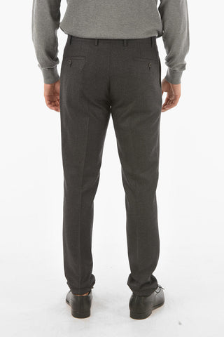 CC COLLECTION hopsack RESET Mid-rise waist cuffed hem trousers