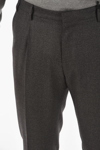 CC COLLECTION hopsack RESET Mid-rise waist cuffed hem trousers