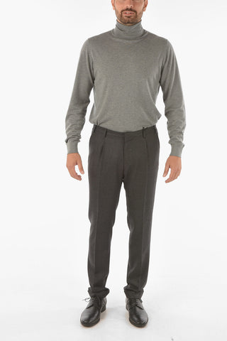 CC COLLECTION hopsack RESET Mid-rise waist cuffed hem trousers