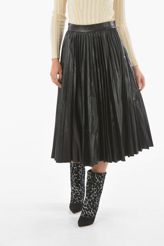 Pleated Accordion Leather Skirt