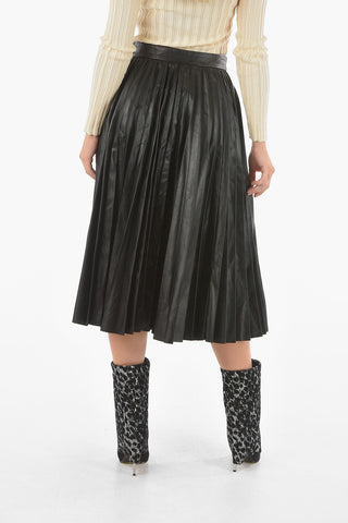 Pleated Accordion Leather Skirt