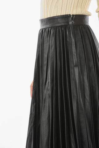 Pleated Accordion Leather Skirt