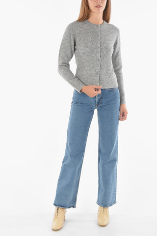 Cardigan girocollo a tinta unita