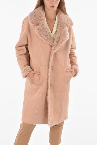 Leather Reversible Shearling Coat with Visible Trimmings