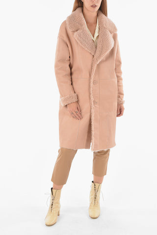 Leather Reversible Shearling Coat with Visible Trimmings