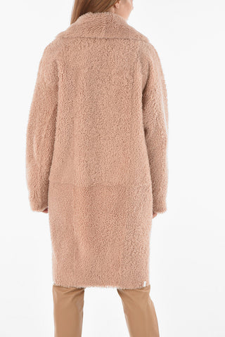 Leather Reversible Shearling Coat with Visible Trimmings