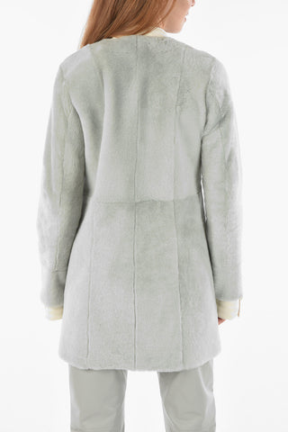 Cappotto Shearling Reversibile in Pelle con Chiusura a Bottoni Automatici
