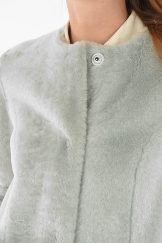 Cappotto Shearling Reversibile in Pelle con Chiusura a Bottoni Automatici