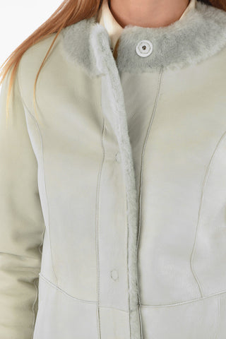 Cappotto Shearling Reversibile in Pelle con Chiusura a Bottoni Automatici