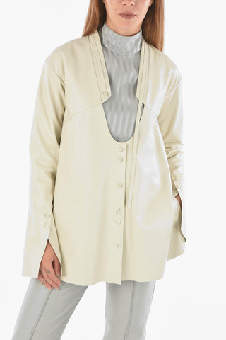 Leather Destructured Blazer with Lace Detail