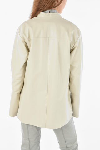 Leather Destructured Blazer with Lace Detail