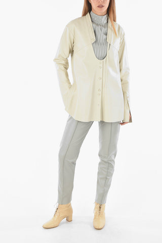 Leather Destructured Blazer with Lace Detail