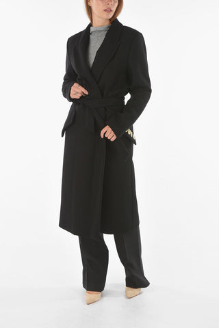 LOVE Single-breasted Belted Coat with Embroidered Pocket