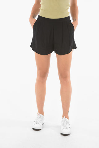drawstring waist double-pleat GANDA shorts