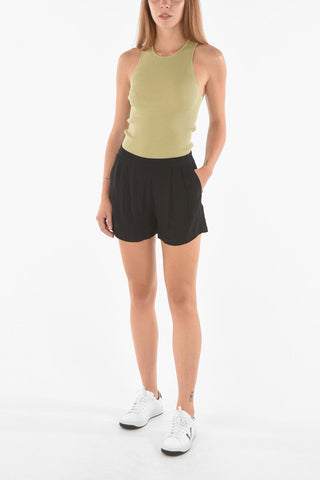 drawstring waist double-pleat GANDA shorts