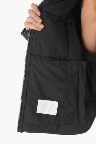 Soft Leather Padded Puffer with Turtleneck