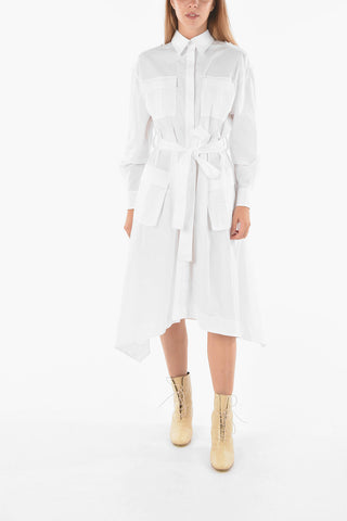 hidden closure shirt dress with belt