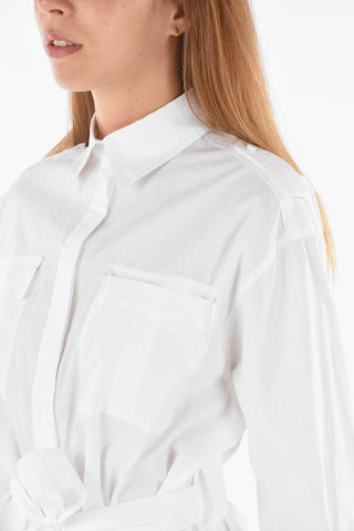 hidden closure shirt dress with belt