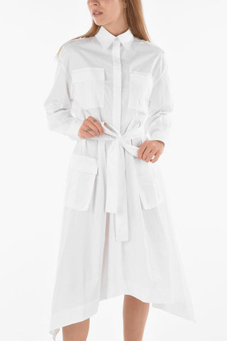 hidden closure shirt dress with belt