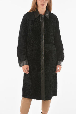 Cappotto Shearling Reversibile in Pelle a Tinta Unita