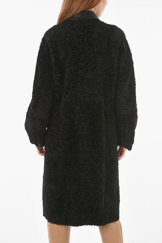 Cappotto Shearling Reversibile in Pelle a Tinta Unita