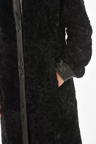 Cappotto Shearling Reversibile in Pelle a Tinta Unita