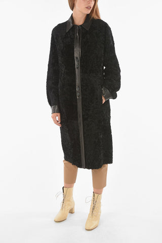 Cappotto Shearling Reversibile in Pelle a Tinta Unita