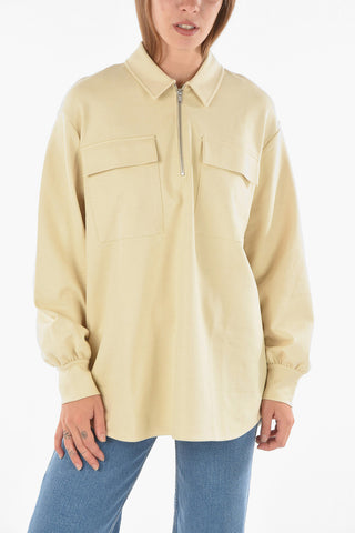 double breast pocket half zip tunic