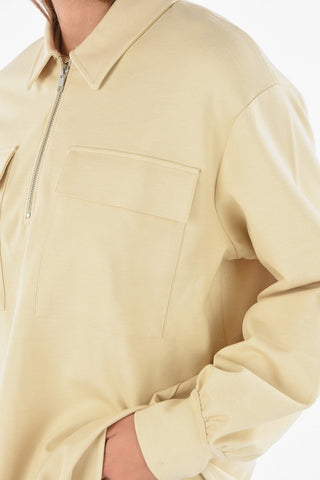double breast pocket half zip tunic