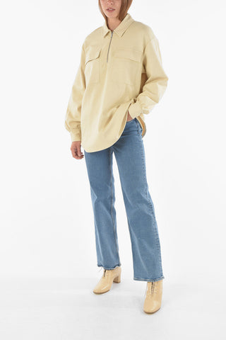 double breast pocket half zip tunic