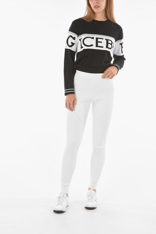 Ribbed Bodycon Leggings with logoed band at the waist