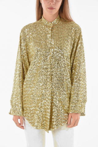 Sequined Maxi Blouse with Leg Of Mutton Sleeve