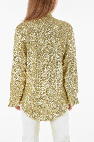 Sequined Maxi Blouse with Leg Of Mutton Sleeve