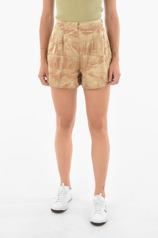 Brocade Effect double Pleated Shorts