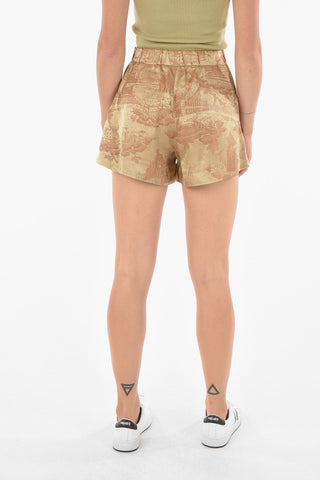 Brocade Effect double Pleated Shorts