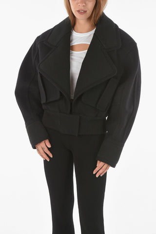 Wool Cropped Padded Coat