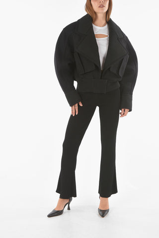 Wool Cropped Padded Coat