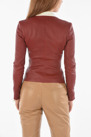 Giacca in Pelle Full-zip Girocollo